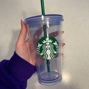 Starbucks tumbler cup - classic clear 16oz cup with green logo and straw